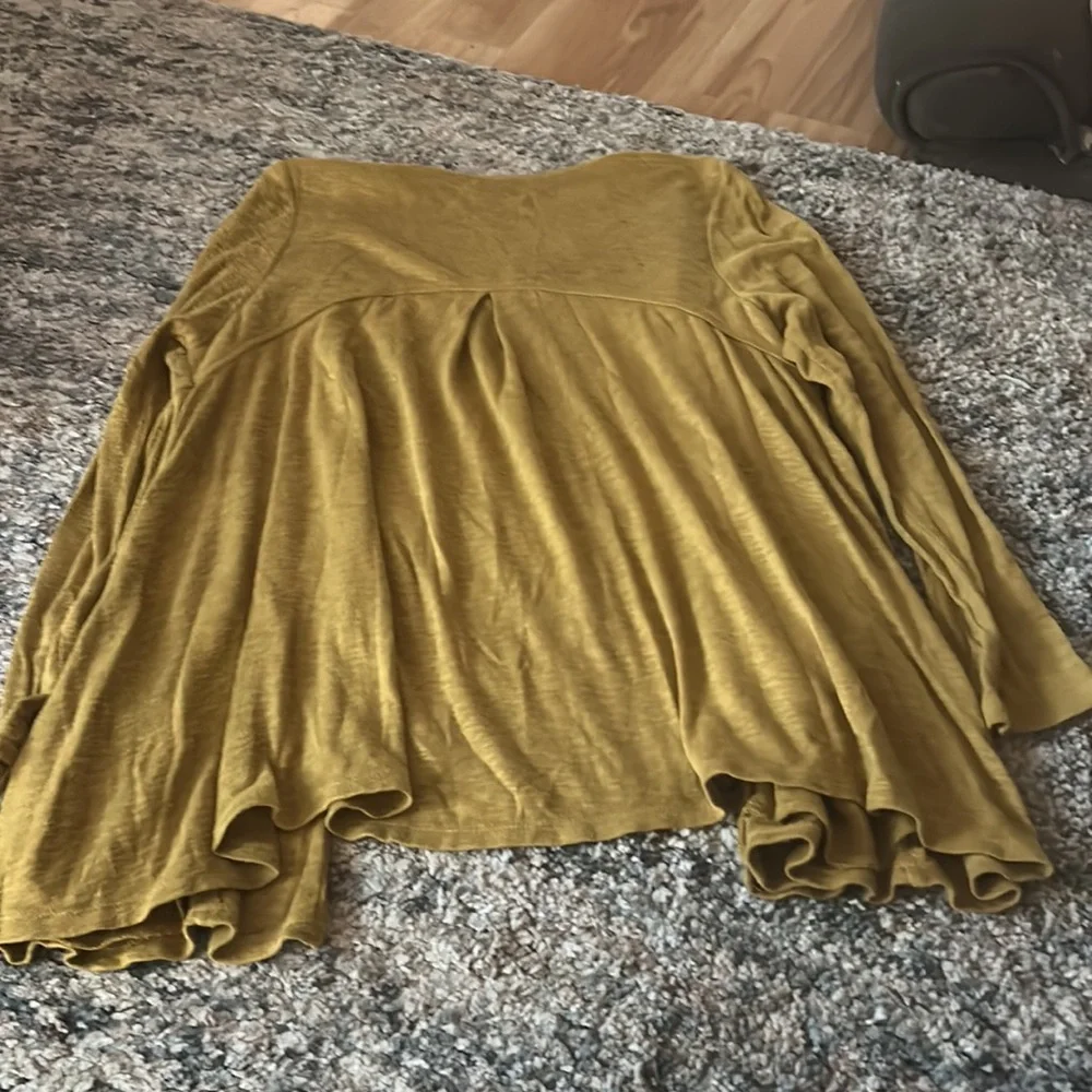 LOGO by Lori Goldstein Yellow Waterfall Cardigan - Picture 11 of 12